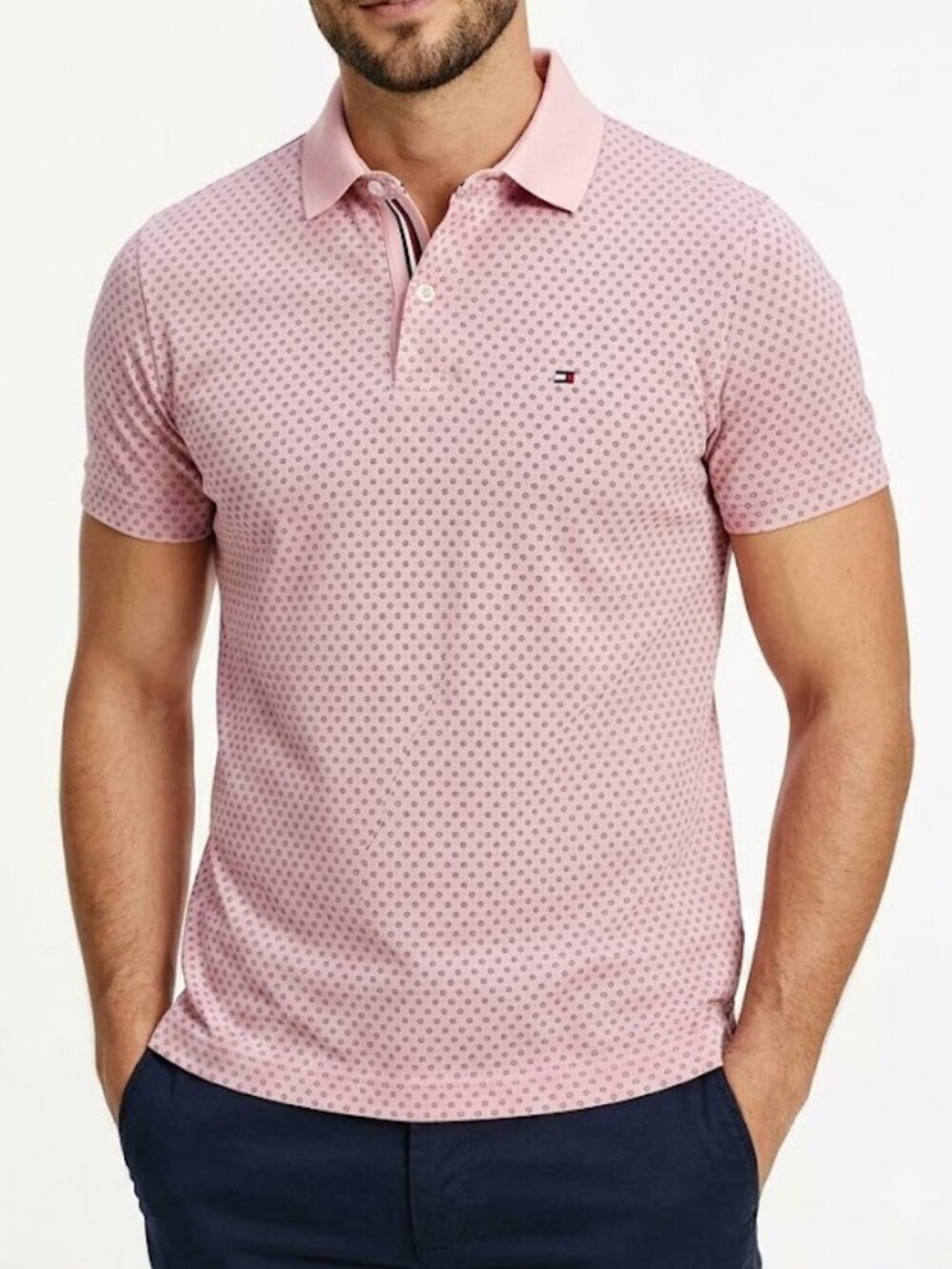 Men's Tommy Hilfiger Slim Fit Pink Polo 100% Cotton Size Large